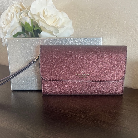 kate spade Handbags - Kate Spade Glimmer Glitter Medium Flap Phone Wristlet